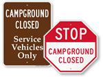 Campground Closed Signs