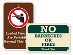 Fire and Weapon Prohibition Signs 