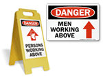 Men Working Above Signs