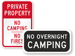 No Camping Allowed Signs - No Camping Signs