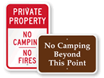 No Camping Allowed Signs