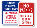 No Parking after Snowfall Signs