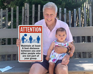 Maintain At Least 6 Feet Distance Sign for Beach