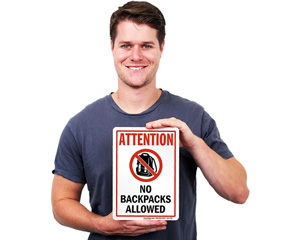 No Backpack Allowed Signs