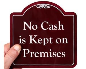 No Cash Door Sign