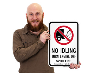 No Idling $200 Fine Sign