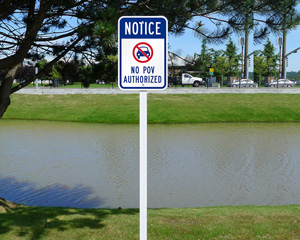 Restricted Area No Povs Authorized Sign