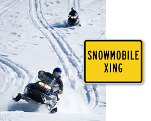Snowmobile Crossing Road Signs