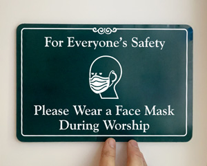 Wear face mask during worship sign