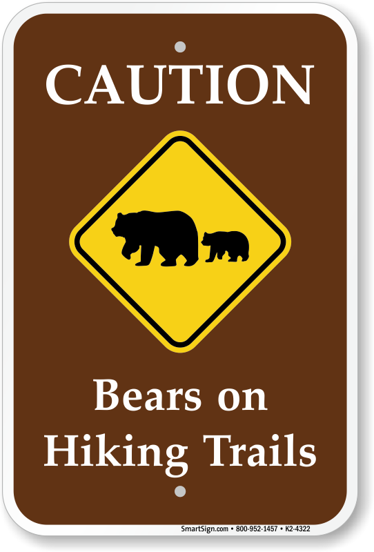 Vertical Metal Sign Multiple Sizes Active Bear in Campground Traffic Brown 