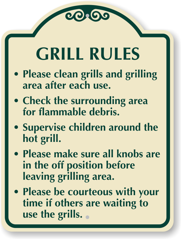 Grill Rules Sign | Clean Area After Use Sign, SKU: K-0160