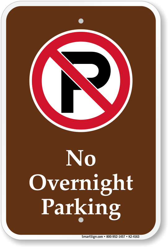 No Overnight Parking Campground Sign, SKU: K2-4163
