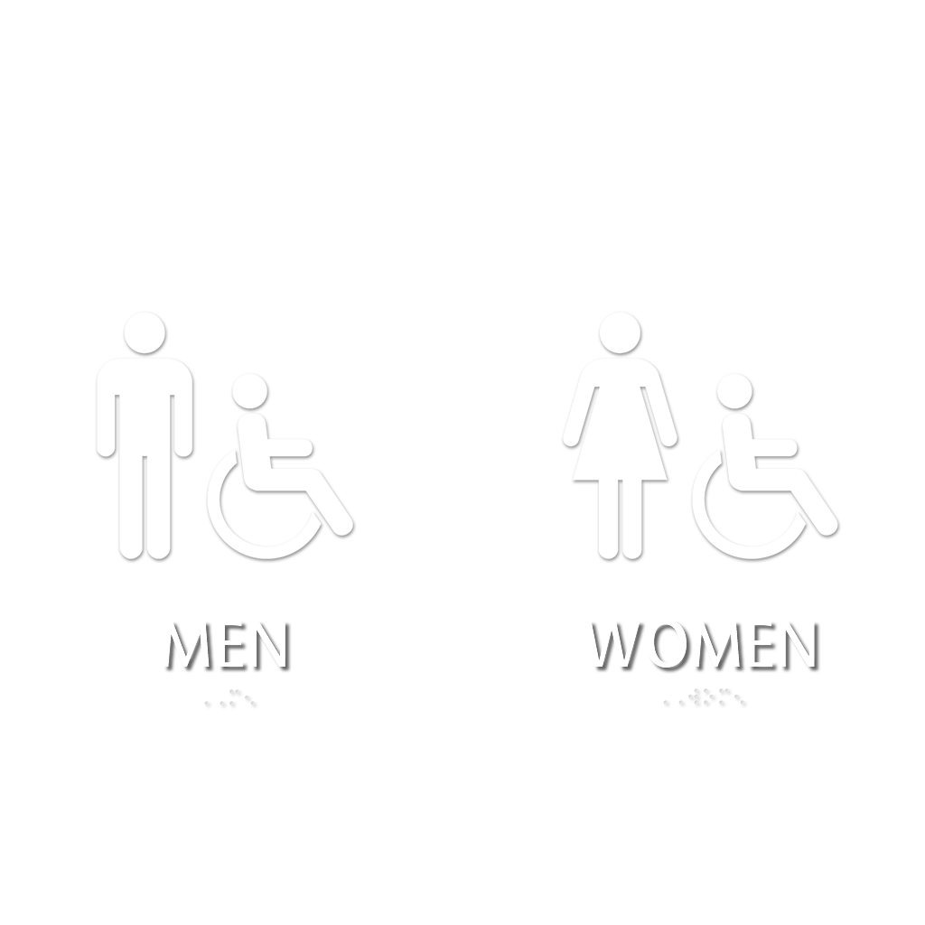 Men and Women Restroom Sign With Braille And Accessible Pictograms