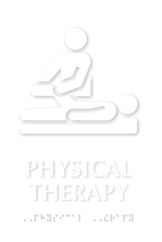 Physical Therapy Braille Sign with Physiotherapist Symbol