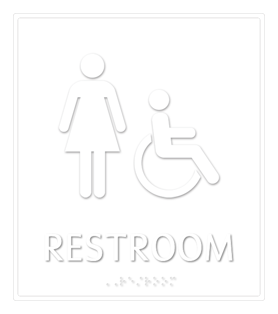 Female Restroom Door Sign with Handicap Symbol