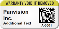 Custom 2D Warranty Void If Removed Asset Tag