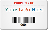 SunGuard Asset Label Add Company Name with Barcode