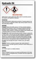 Hydraulic Oil Chemical GHS Label 7.75in. x 4.75in.