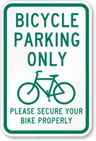 Bicycle Parking Only - Bike Parking Sign