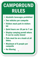 Campground Rules Custom Sign