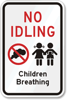 No Idling Children Breathing Sign