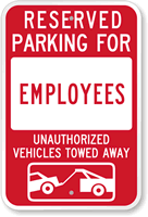 Reserved Parking For Employees Sign