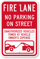 Fire Lane No Parking On Street Sign