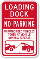 Loading Dock No Parking Sign