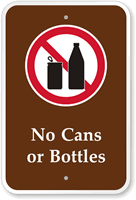 No Cans Or Bottles Campground Sign
