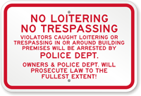 No Loitering No Trespassing Sign