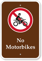 No Motorbikes Campground Park Sign