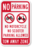 No Motorcycle and No Scooter Parking Allowed Sign