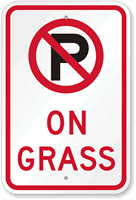 No Parking On Grass with Symbol Sign