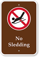 No Sledding Campground Sign