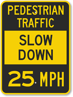 Pedestrian Traffic Slow Sign