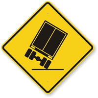 Truck Falling Sharp Right Turn Sign