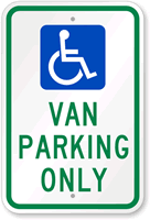 Van Parking Only with Handicap Symbol Sign