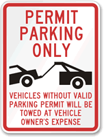 Aluminum Parking Permit Sign (tow truck Symbol) 