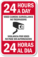 Bilingual 24 Hours Video Camera Surveillance Sign