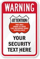 Warning - Area Under Video Surveillance Custom Sign