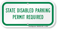 State Disabled Parking Permit Required