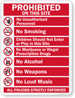 All Policies Shall Be Strictly Enforced Sign