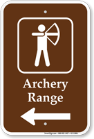 Archery Range in Left, Campground Guide Sign