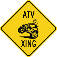 ATV Xing Diamond Crossing Sign