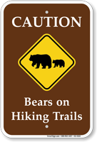 Caution Bears On Hiking Trails Campground Sign