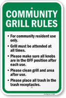 Community Grill Rules Sign