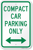 Compact Car Parking Only Sign with Arrow