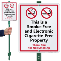 Smoke-Free And Electronic Cigarette-Free Property LawnBoss Sign Kit