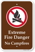 Extreme Fire Danger No Campfires Sign With Symbol