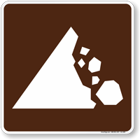Falling Rocks Symbol Sign For Campsite